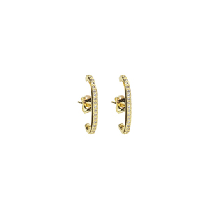 Σκουλαρίκια με Zircon "Strass Ear Huggers" - επιχρυσωμένα, καρφωτά, μικρά, boho