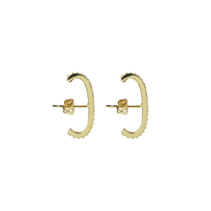 Σκουλαρίκια με Zircon "Strass Ear Huggers" - επιχρυσωμένα, καρφωτά, μικρά, boho - 4