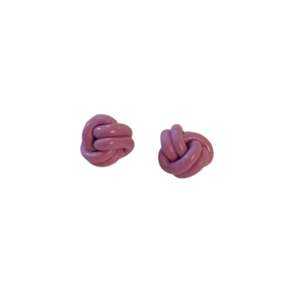 Καρφωτά σκουλαρίκια από πολυμερικό πηλό χειροποίητα σχέδιο : ροζ κόμποι - πηλός, χειροποίητα, μικρά, ατσάλι, καρφάκι