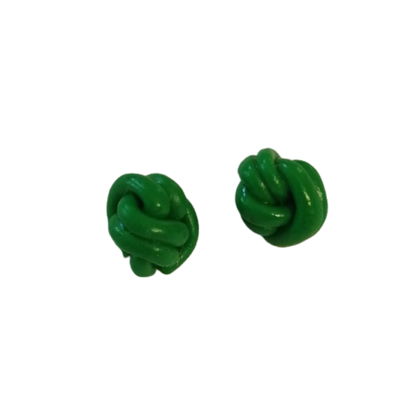 Καρφωτά σκουλαρίκια από πολυμερικό πηλό χειροποίητα σχέδιο : πράσινοι κόμποι - πηλός, χειροποίητα, μικρά, ατσάλι, καρφάκι