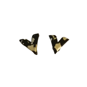 Καρφωτά σκουλαρίκια με φύλλα χρυσου 23,75 καράτια χρυσό Ιταλίας Manetti και πολυμερικό πηλό χειροποίητα σχέδιο : μαύρα χρυσά - χρυσό, πηλός, μικρά, ατσάλι, καρφάκι