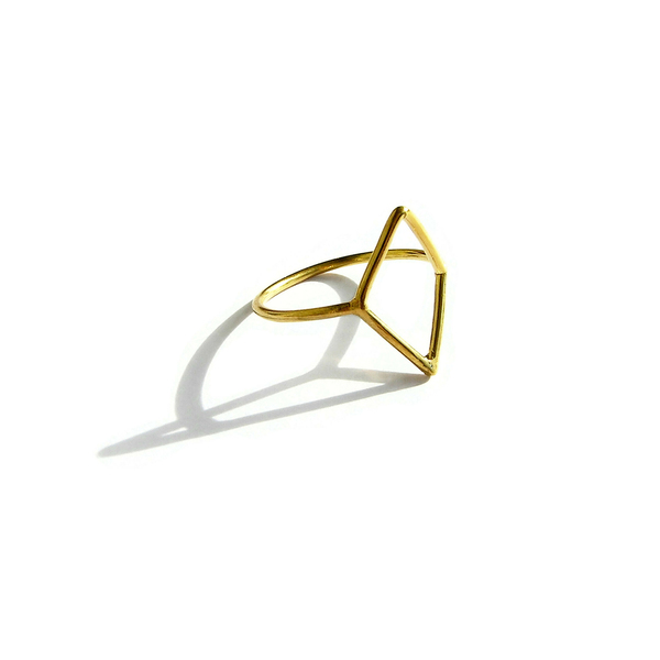 Δαχτυλίδι μίνιμαλ " rhombus ring " - ασήμι, επιχρυσωμένα, γεωμετρικά σχέδια, μικρά, σταθερά, Black Friday