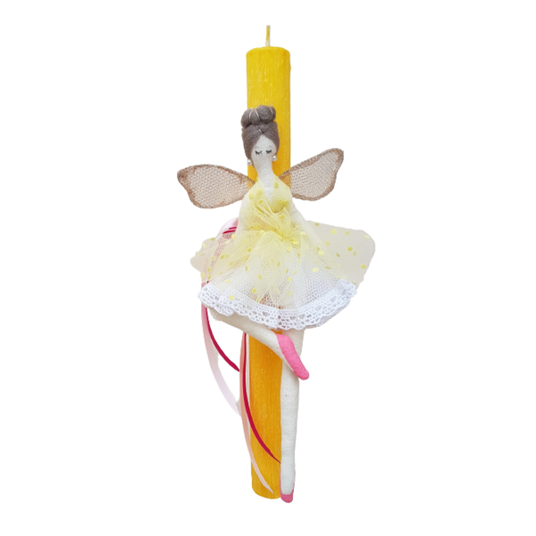 Πασχαλινή Κίτρινη Αρωματική Λαμπάδα Πάνινη Κούκλα Νεράϊδα-Μπαλαρίνα 30cm - κορίτσι, λαμπάδες, μπαλαρίνες, για παιδιά, για εφήβους