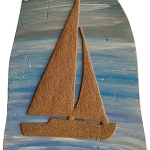 "ΚΑΡΑΒΑΚΙ" - ξύλο, ζωγραφισμένα στο χέρι, πίνακες & κάδρα, χειροποίητα, καραβάκι - 2