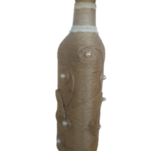 Χειροποίητο πορτατίφ απο τριγωνικό μπουκάλι - πορτατίφ, με πέρλες, πρωτότυπα δώρα - 3