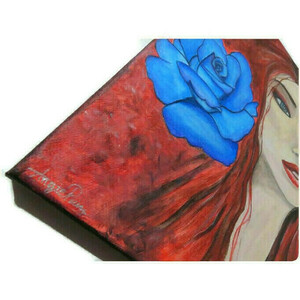 "Blue rose girl" πίνακας - πίνακες & κάδρα, πίνακες ζωγραφικής - 2