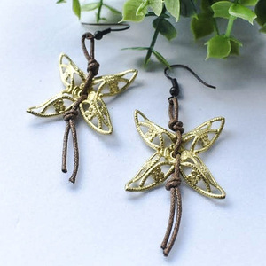 Σκουλαρίκια πεταλούδες - μικρά, μπρούντζος, faux bijoux - 2