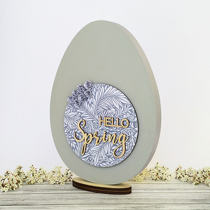 Ξύλινο Αυγό Hello Spring Large - διακοσμητικά, πασχαλινά αυγά διακοσμητικά, για ενήλικες, πασχαλινή διακόσμηση, για εφήβους - 3