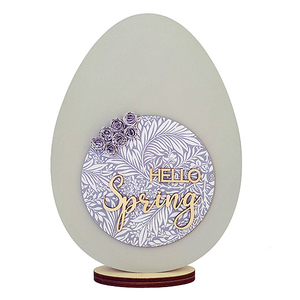 Ξύλινο Αυγό Hello Spring Large - διακοσμητικά, πασχαλινά αυγά διακοσμητικά, για ενήλικες, πασχαλινή διακόσμηση, για εφήβους