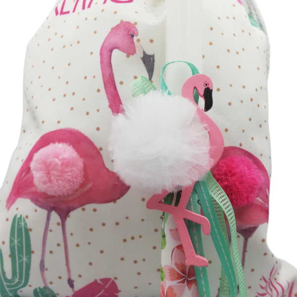 Λαμπάδα φλαμίνγκο με ασορτί σακίδιο - κορίτσι, λαμπάδες, flamingos, για παιδιά, προσωποποιημένα - 2