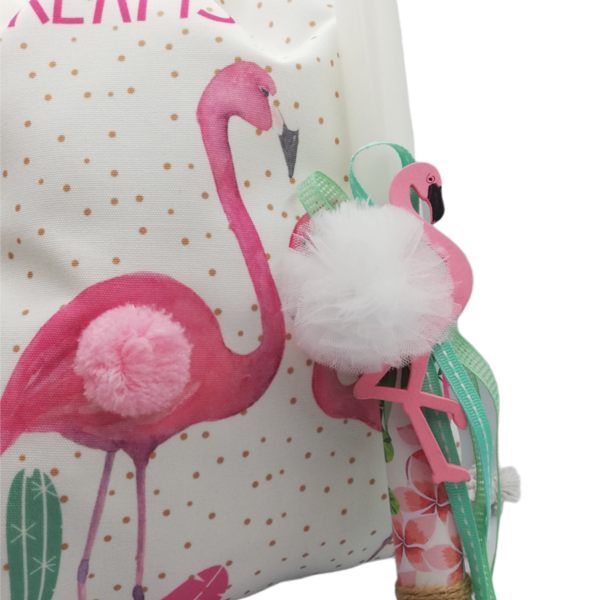 Λαμπάδα φλαμίνγκο με ασορτί σακίδιο - κορίτσι, λαμπάδες, flamingos, για παιδιά, προσωποποιημένα - 3