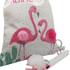 Λαμπάδα φλαμίνγκο με το όνομα του παιδιού και ασορτί σακίδιο - κορίτσι, λαμπάδες, flamingos, για παιδιά, προσωποποιημένα - 4