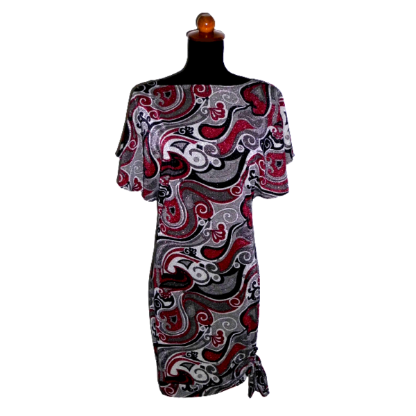184. Μπλουζο-Φόρεμα από ελαστικό ύφασμα με Boho σχέδια & ιριδίζουσες λεπτομέρειες -Νο184 Boho. - ελαστικό, mini, boho