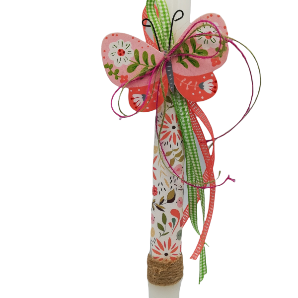 Λαμπάδα πεταλούδα με ασορτί σακίδιο - κορίτσι, λουλούδια, λαμπάδες, σετ, για παιδιά - 3