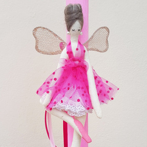 Πασχαλινή Ροζ Αρωματική Λαμπάδα Πάνινη Κούκλα Νεράϊδα-Μπαλαρίνα 30cm - κορίτσι, λαμπάδες, μπαλαρίνες, για παιδιά, για εφήβους, νεράιδες - 5