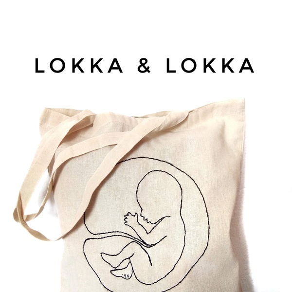 Κεντημένη Τσάντα πολλαπλών χρήσεων - Το έμβρυο - - ύφασμα, μαμά, tote, γιορτή της μητέρας, πάνινες τσάντες - 2