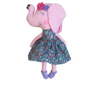 Χειροποίητη κούκλα -Ελέφαντας ροζ - λούτρινα