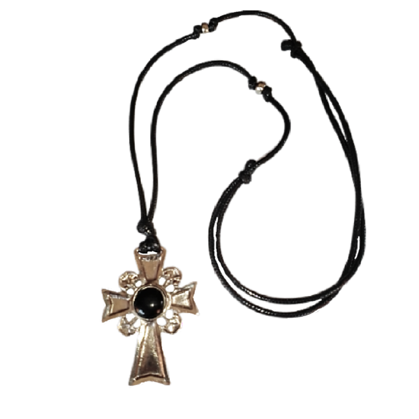 Αγγλοσαξωνικός σταυρός με μαύρο καμπουσόν, 46 εκ. - σταυρός, κολιέ, κορδόνια, σταυροί