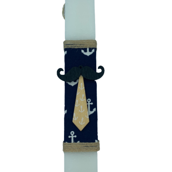 Λαμπάδα με γραβάτα και μουστάκι σε ναυτικό στυλ - λαμπάδες, για παιδιά, για ενήλικες, για εφήβους
