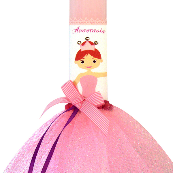 Ροζ Λαμπάδα πριγκίπισσα με όνομα παιδιού - κορίτσι, λαμπάδες, μπαλαρίνες, για παιδιά, πριγκίπισσες - 2