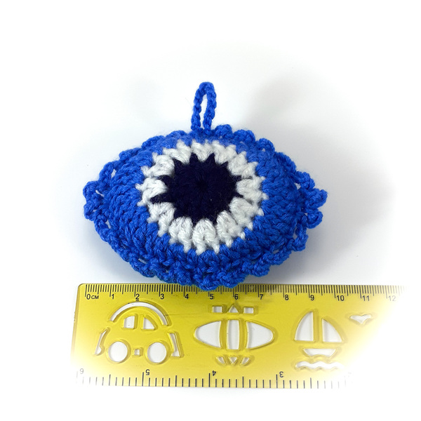 Πλεκτό φουσκωτό μπλε ματάκι/ γούρι /Crochet inflatable blue eye/ lucky charm - αγόρι, φυλαχτά - 3
