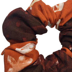 Υφασμάτινο λαστιχάκι scrunchie orange rust - ύφασμα, για τα μαλλιά, λαστιχάκια μαλλιών - 2