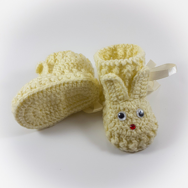 Πλεκτά εκρού παπούτσια για μωρά/ σπορτέξ / 0-12/ Crochet cream booties for a babies/ sneakers - κορίτσι, αγόρι, βρεφικά ρούχα - 2