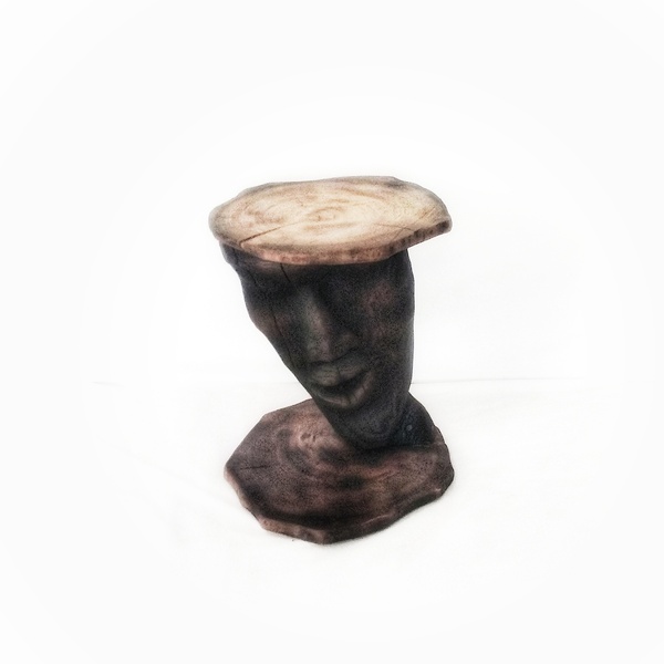 Ξύλινο τραπέζι με σκαλιστό πρόσωπο - ξύλο, διακοσμητικά - 2