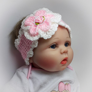 Πλεκτό ροζ-λευκό σετ για κορίτσια / σκουφάκι, κορδέλα, παπουτσάκια / 0-12/ Crochet white-pink set for girls / hat, band, shoes - κορίτσι, σετ, βρεφικά ρούχα - 4