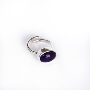 Ασημένιο δαχτυλίδι με αμέθυστο - ημιπολύτιμες πέτρες, ασήμι 925, boho, μεγάλα, αυξομειούμενα