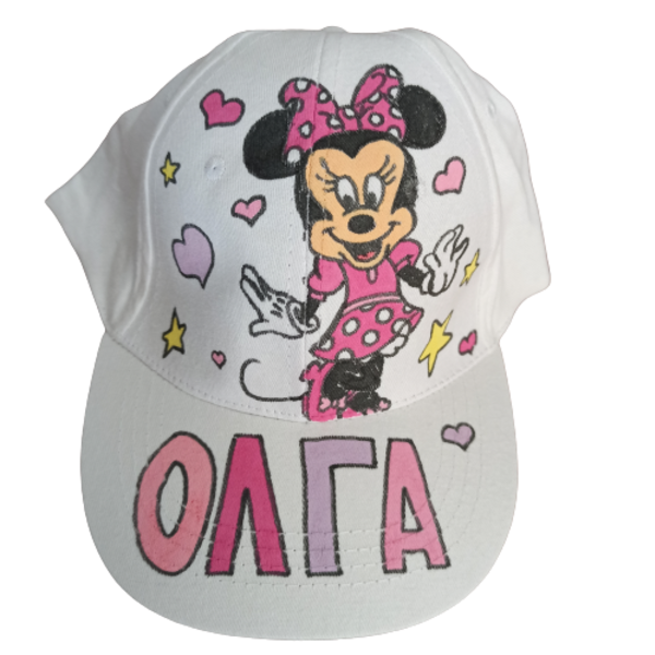 παιδικό καπέλο jockey με όνομα και θέμα ' μινι ' ( ποντικάκι ) - ζωγραφισμένα στο χέρι, όνομα - μονόγραμμα, καπέλα, προσωποποιημένα