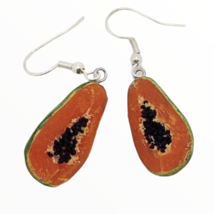 Σκουλαρίκια Παπάγια (Papaya),χειροποίητα κοσμήματα φρούτων πολυμερικού πηλού Mimitopia - πηλός, χειροποίητα, φρούτα, φαγητό - 2