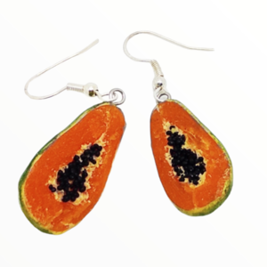 Σκουλαρίκια Παπάγια (Papaya),χειροποίητα κοσμήματα φρούτων πολυμερικού πηλού Mimitopia - πηλός, χειροποίητα, φρούτα, φαγητό