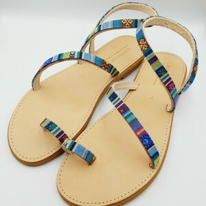 Δερμάτινα σανδάλια ethnic - δέρμα, boho, φλατ, ankle strap - 2