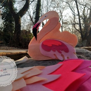 Halloween Φλαμίνγκο χειροποιητη καπα φτερων με κορωνα, διαμέτρου 120cm - κορίτσι, τσόχα, διακοσμητικά - 5