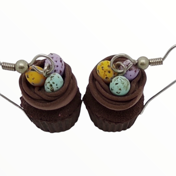 Σκουλαρίκια Πασχαλινά cupcake με αυγα (easter cupcake earrings)χειροποίητα κοσμήματα απομίμησης φαγητού απο πολυμερικό πηλό Mimitopia - πηλός, χειροποίητα, πάσχα, πασχαλινά δώρα