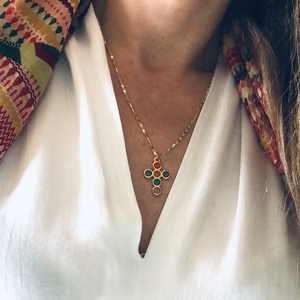 Colorful cross necklace - σταυρός, κοντά, ατσάλι, μενταγιόν - 2
