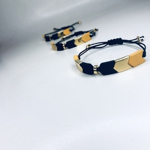 black&yellow bead bracelet - γυναικεία, χάντρες, boho, χεριού, αυξομειούμενα - 2
