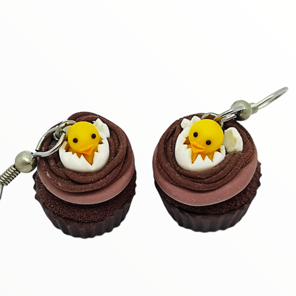Σκουλαρίκια Πασχαλινά cupcake (easter cupcake earrings)χειροποίητα κοσμήματα απομίμησης φαγητού απο πολυμερικό πηλό Mimitopia - πηλός, χειροποίητα, πάσχα, πασχαλινά δώρα - 2