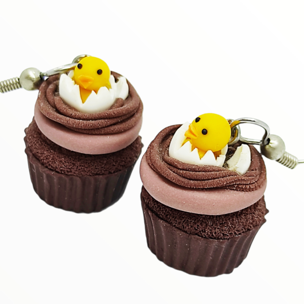 Σκουλαρίκια Πασχαλινά cupcake (easter cupcake earrings)χειροποίητα κοσμήματα απομίμησης φαγητού απο πολυμερικό πηλό Mimitopia - πηλός, χειροποίητα, πάσχα, πασχαλινά δώρα - 3