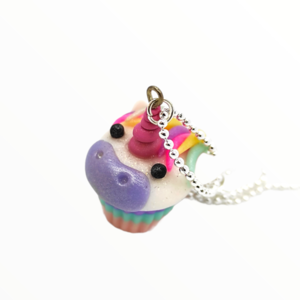 Kολιέ Unicorn cupcake (Unicorn cupcake necklace),χειροποίητα κοσμήματα Mimitopia - γυναικεία, πηλός, χειροποίητα, μινιατούρες φιγούρες - 2