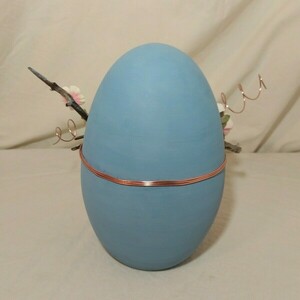 Πασχαλινό κεραμικό αυγό Large - μπλε - κεραμικό, χειροποίητα, διακοσμητικά, πασχαλινά αυγά διακοσμητικά, για ενήλικες - 5