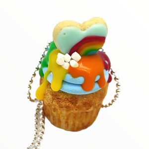 Kολιέ Rainbow cupcake ,χειροποίητα κοσμήματα Mimitopia - γυναικεία, πηλός, χειροποίητα, μινιατούρες φιγούρες - 4