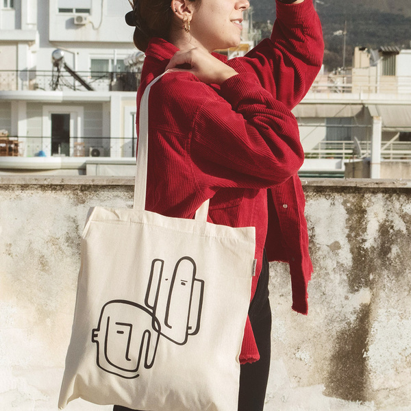 Tote Bag Faces Organic Cotton - ύφασμα, ώμου, all day, tote, πάνινες τσάντες - 2