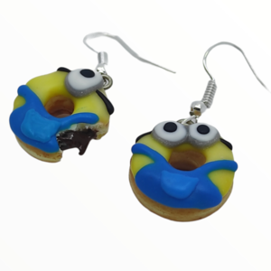 Σκουλαρίκια Minions donuts (Minions donuts earrings),χειροποίητα κοσμήματα απομίμησης φαγητού απο πολυμερικό πηλό Mimitopia - γυναικεία, πηλός, χειροποίητα - 4
