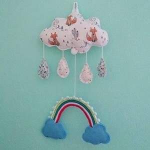 Υφασμάτινο σύννεφο με ουράνιο τόξο αλεπούδες - αγόρι, ουράνιο τόξο, διακοσμητικά, ζωάκια