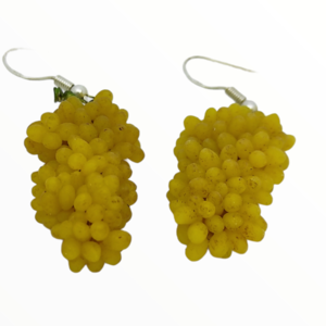 Σκουλαρίκια Πράσινα Σταφύλια (Grapes earrings) ,χειροποίητα κοσμήματα φρούτων και απομίμησης φαγητού από πολυμερικό πηλό Mimitopia - πηλός, χειροποίητα, φρούτα, φαγητό - 2