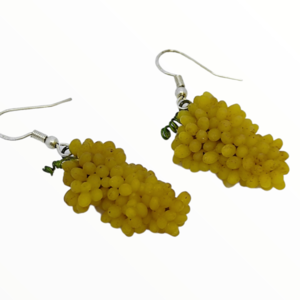Σκουλαρίκια Πράσινα Σταφύλια (Grapes earrings) ,χειροποίητα κοσμήματα φρούτων και απομίμησης φαγητού από πολυμερικό πηλό Mimitopia - πηλός, χειροποίητα, φρούτα, φαγητό - 4
