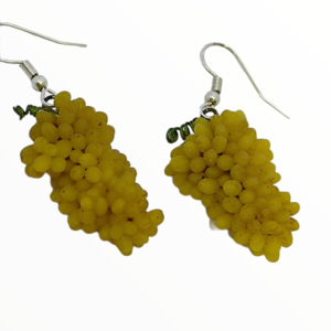 Σκουλαρίκια Πράσινα Σταφύλια (Grapes earrings) ,χειροποίητα κοσμήματα φρούτων και απομίμησης φαγητού από πολυμερικό πηλό Mimitopia - πηλός, χειροποίητα, φρούτα, φαγητό - 5