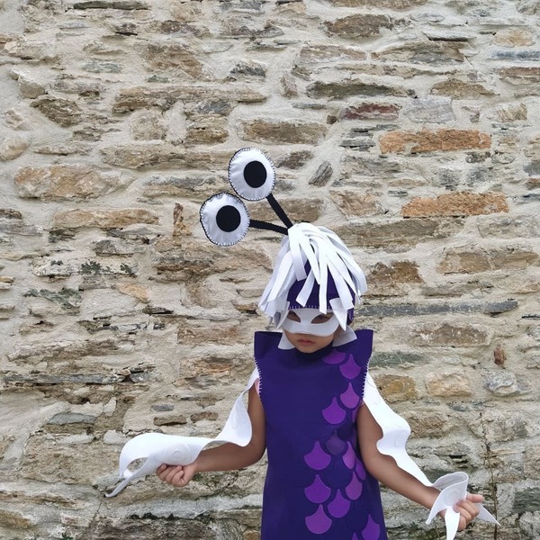 Halloween Στολή μωβ τερατάκι χειροποίητη με μεγάλα μάτια - κορίτσι, πάρτυ γενεθλίων, σούπερ ήρωες - 4
